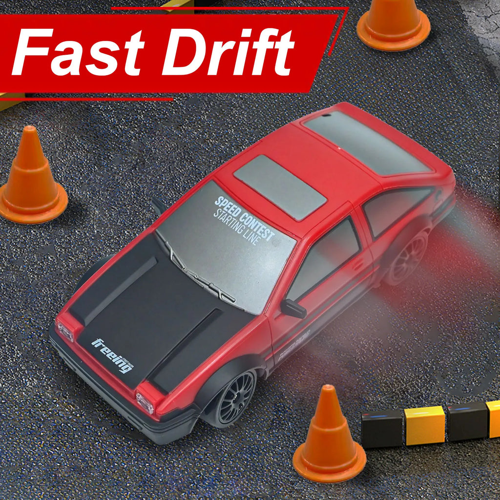 4WD High-Speed RC Drift Car with Cool Lights - 2.4GHz Remote Control Racing Toy, Rechargeable Battery Included, Black & White De