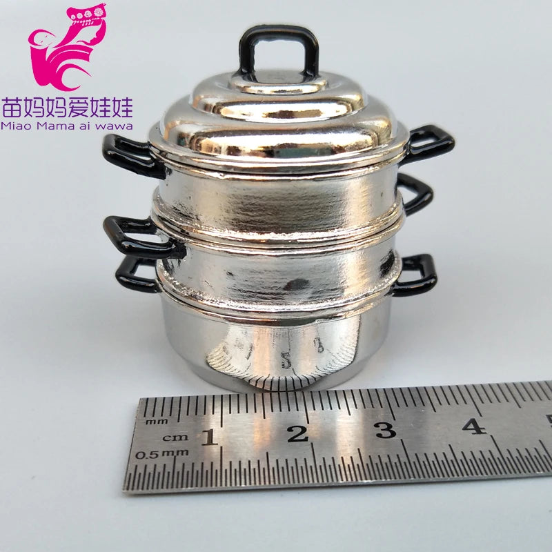 1/6 BJD Doll Ob11 Accessories Kitchenware Mini Wok Pans Pots Doll Furniture Mini Scene Decoration for Barbie Licca Blythe Doll