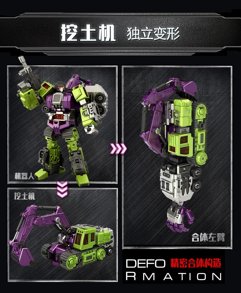 NBK Transformation Robot KO Version G1 Devastator Action Figure Excavator Rescue Scraper Hook Suit Collection Car Model Kid Toys