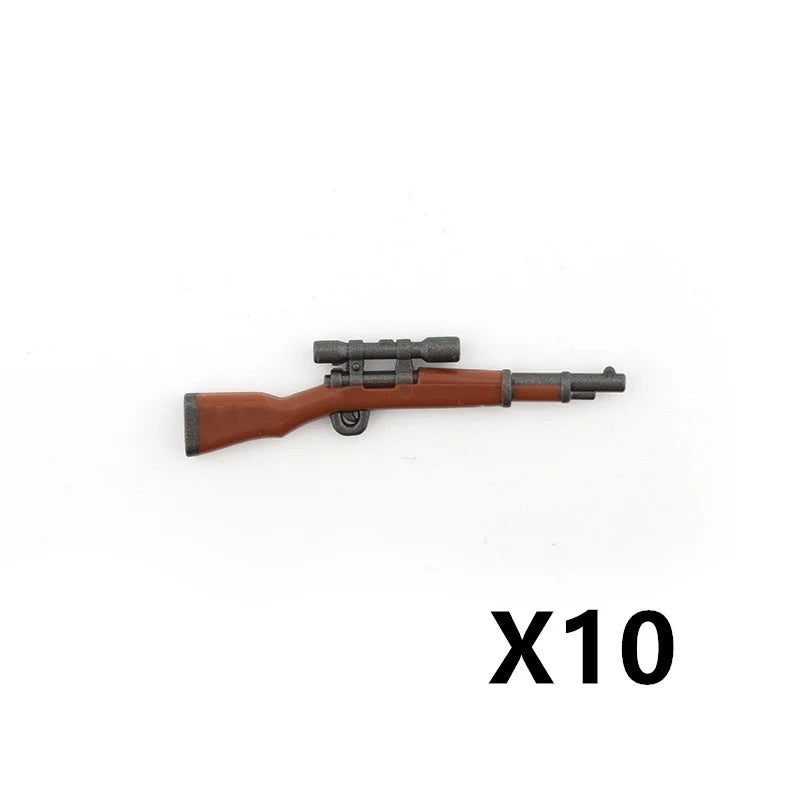 5/10 WW2 Soldier Weapons Building Block Two-color Printing Machine Rifle Submachine Sniper Guns Military Accessories Bricks C238