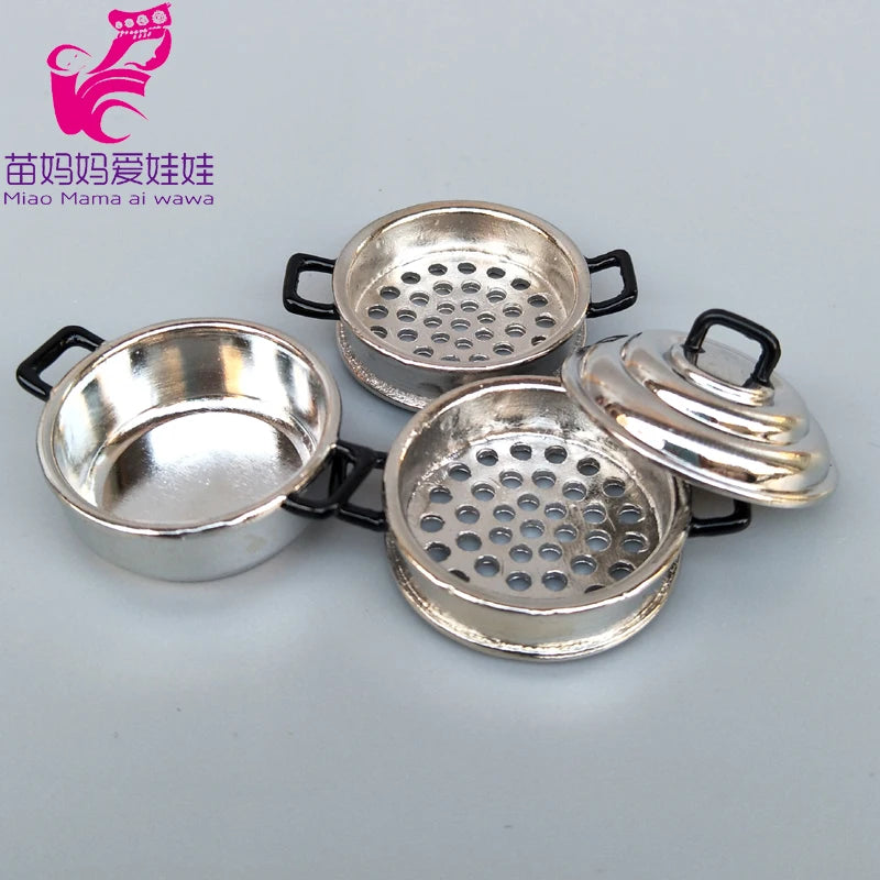 1/6 BJD Doll Ob11 Accessories Kitchenware Mini Wok Pans Pots Doll Furniture Mini Scene Decoration for Barbie Licca Blythe Doll