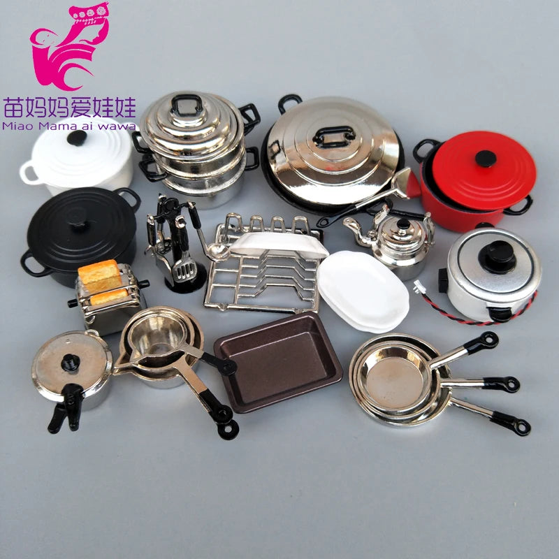 1/6 BJD Doll Ob11 Accessories Kitchenware Mini Wok Pans Pots Doll Furniture Mini Scene Decoration for Barbie Licca Blythe Doll