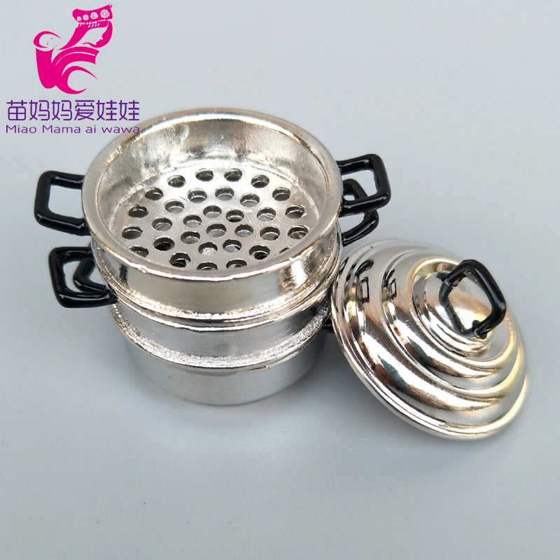 1/6 BJD Doll Ob11 Accessories Kitchenware Mini Wok Pans Pots Doll Furniture Mini Scene Decoration for Barbie Licca Blythe Doll