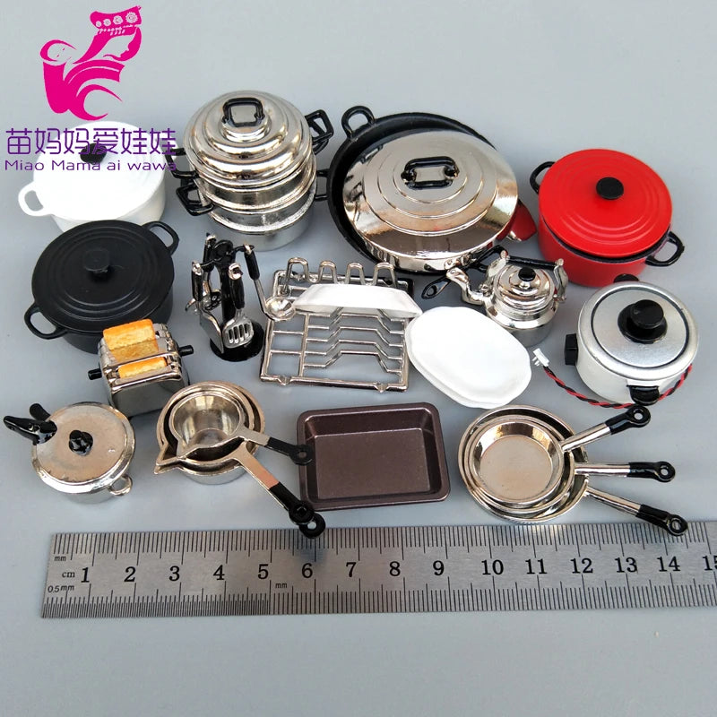 1/6 BJD Doll Ob11 Accessories Kitchenware Mini Wok Pans Pots Doll Furniture Mini Scene Decoration for Barbie Licca Blythe Doll