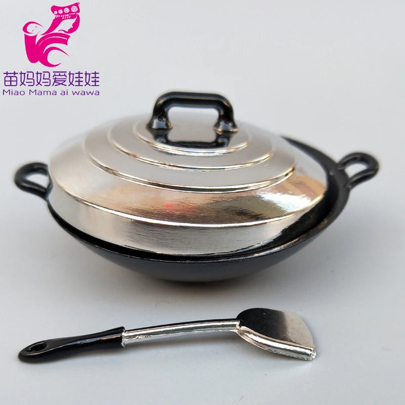1/6 BJD Doll Ob11 Accessories Kitchenware Mini Wok Pans Pots Doll Furniture Mini Scene Decoration for Barbie Licca Blythe Doll