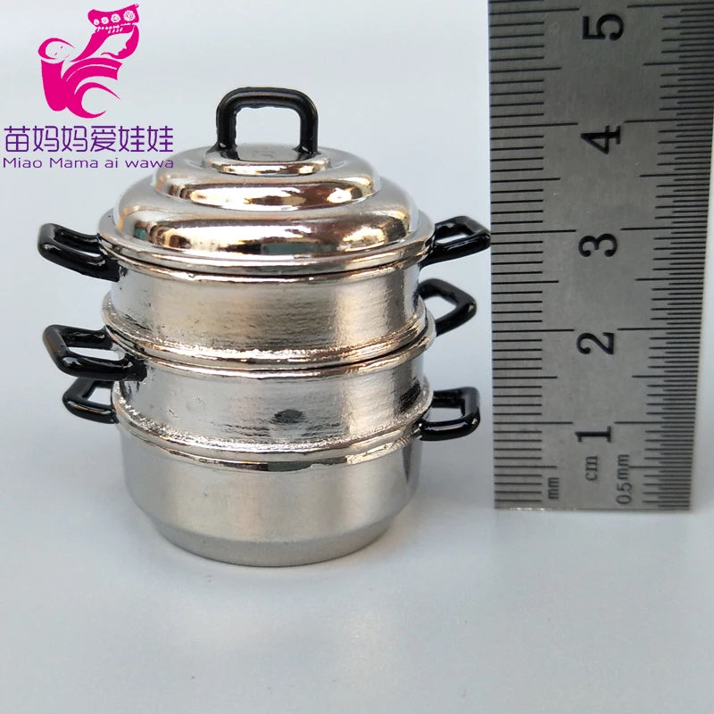 1/6 BJD Doll Ob11 Accessories Kitchenware Mini Wok Pans Pots Doll Furniture Mini Scene Decoration for Barbie Licca Blythe Doll