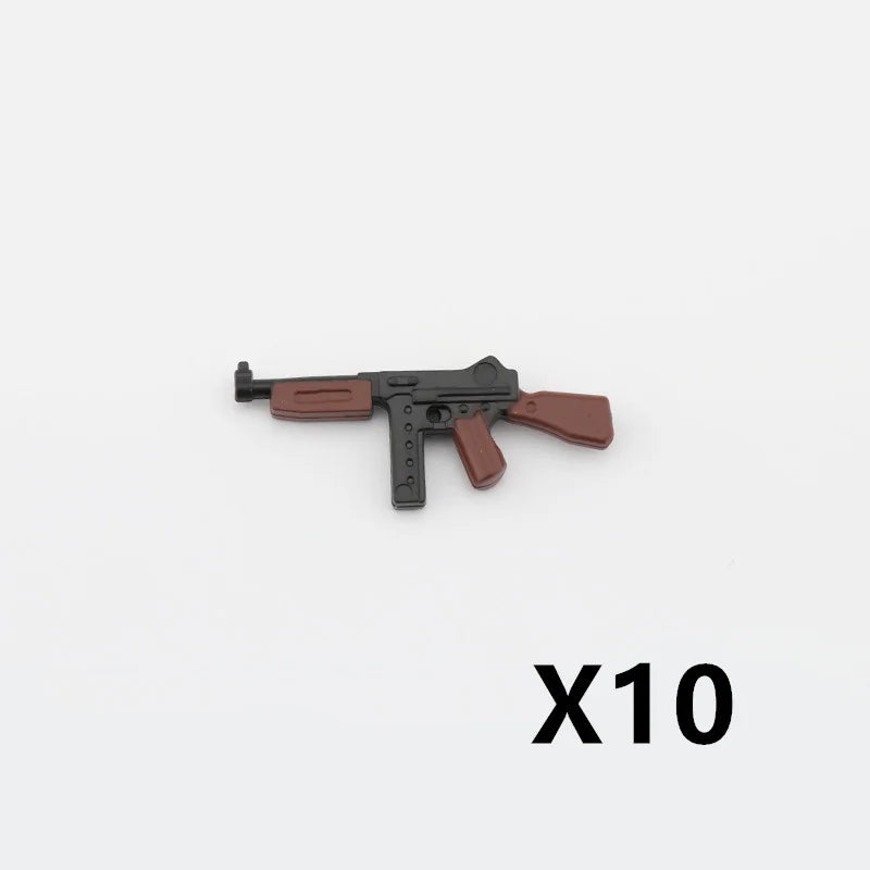 5/10 WW2 Soldier Weapons Building Block Two-color Printing Machine Rifle Submachine Sniper Guns Military Accessories Bricks C238