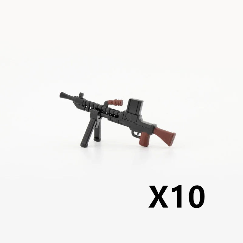 5/10 WW2 Soldier Weapons Building Block Two-color Printing Machine Rifle Submachine Sniper Guns Military Accessories Bricks C238