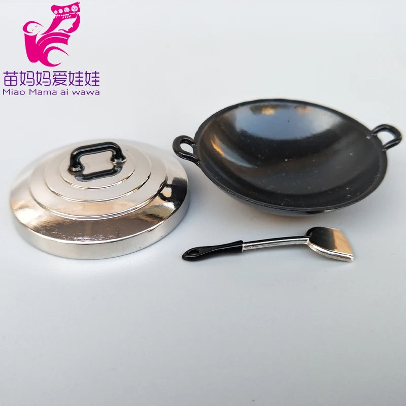 1/6 BJD Doll Ob11 Accessories Kitchenware Mini Wok Pans Pots Doll Furniture Mini Scene Decoration for Barbie Licca Blythe Doll