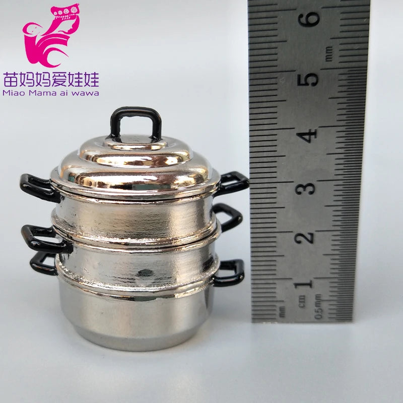 1/6 BJD Doll Ob11 Accessories Kitchenware Mini Wok Pans Pots Doll Furniture Mini Scene Decoration for Barbie Licca Blythe Doll