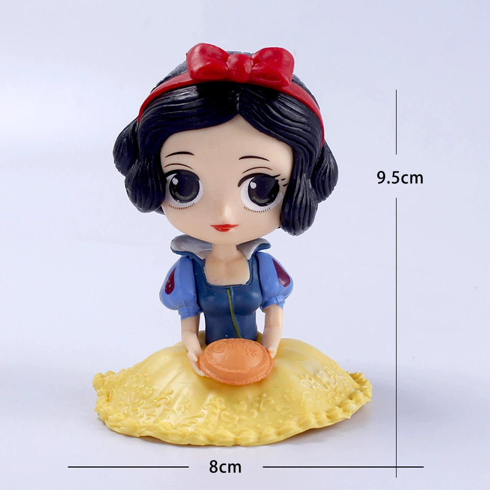 10cm Disney Q Posket Snow White Sofia Alice Belle Mermaid Aurore Princess Figures Toys Collectible Model Dolls Cake Decoration