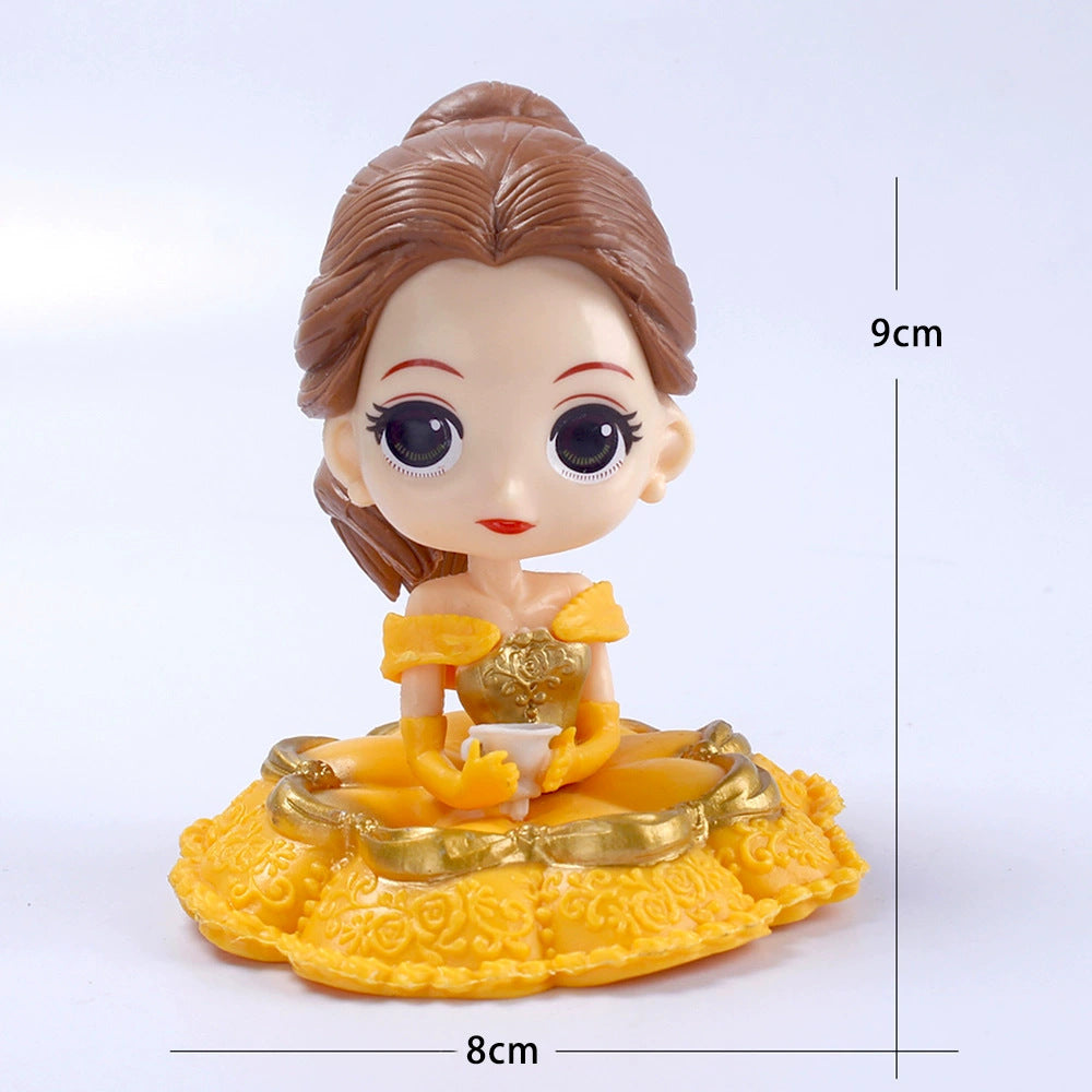 10cm Disney Q Posket Snow White Sofia Alice Belle Mermaid Aurore Princess Figures Toys Collectible Model Dolls Cake Decoration