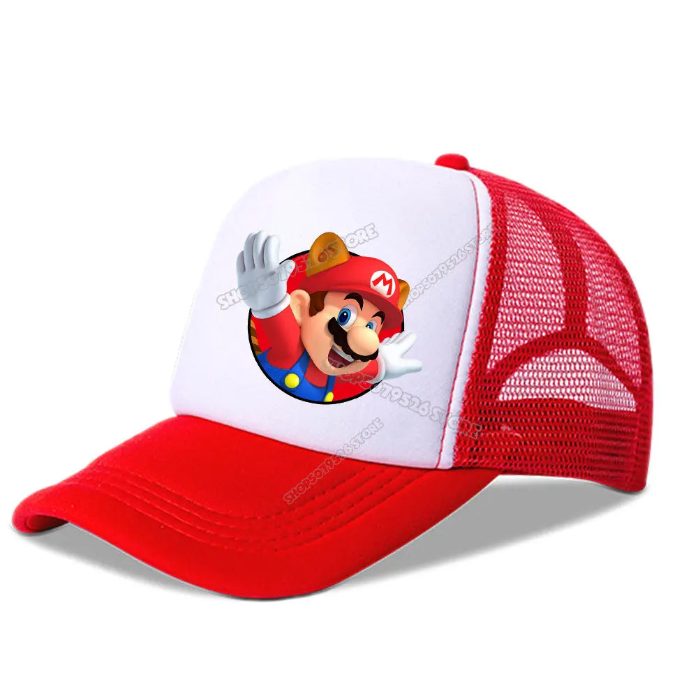 Super Marios Bros Baseball Cap Peach Princess Girl Cute Mesh Hat  Anime Kids Peak Cap Cartoon Boy Sunhat Men Women Lover Dad Hat