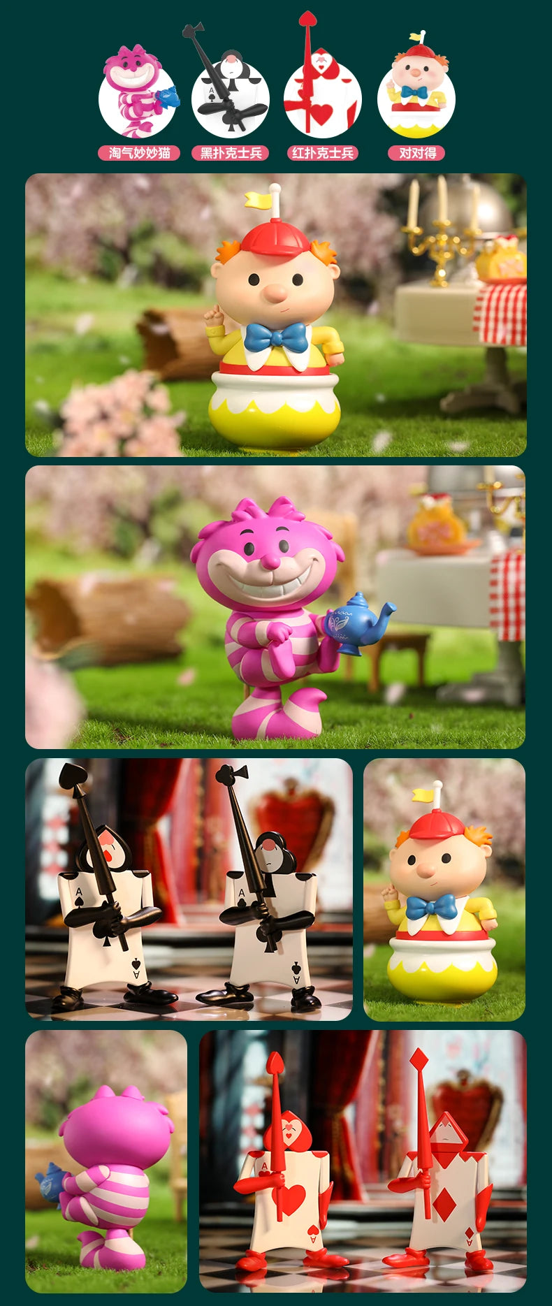 Disney Alice in Wonderland Mad Hatter Cheshire Cat Queen of Heart Tweedle Dee March Hare White Rabbit Action Figure Toys