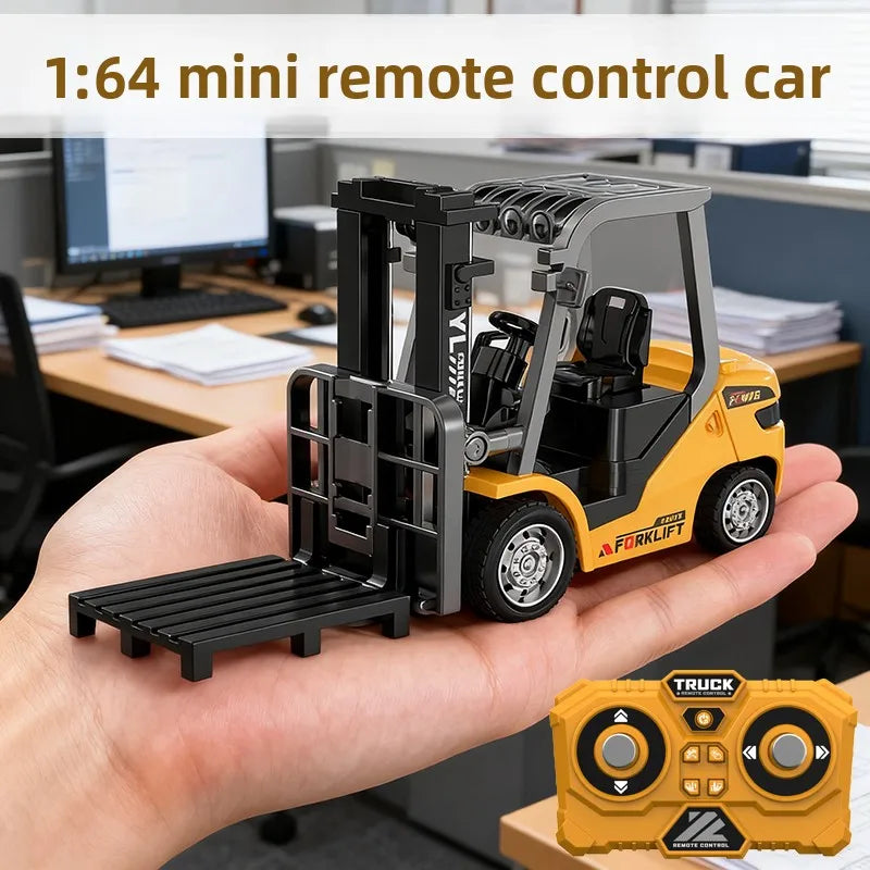 1/64 2.4G RC Mini Alloy Forklift With Trailer Desktop Game Full-scale APP Remote Control Engineering Lift Truck Kids Toys Gifts
