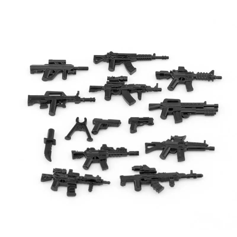 25/50/100Pcs Soldier Police Gangster WW2 Army Military Weapons SWAT Machine Gun Mortar Building Blocks Figure Model Brick Toy