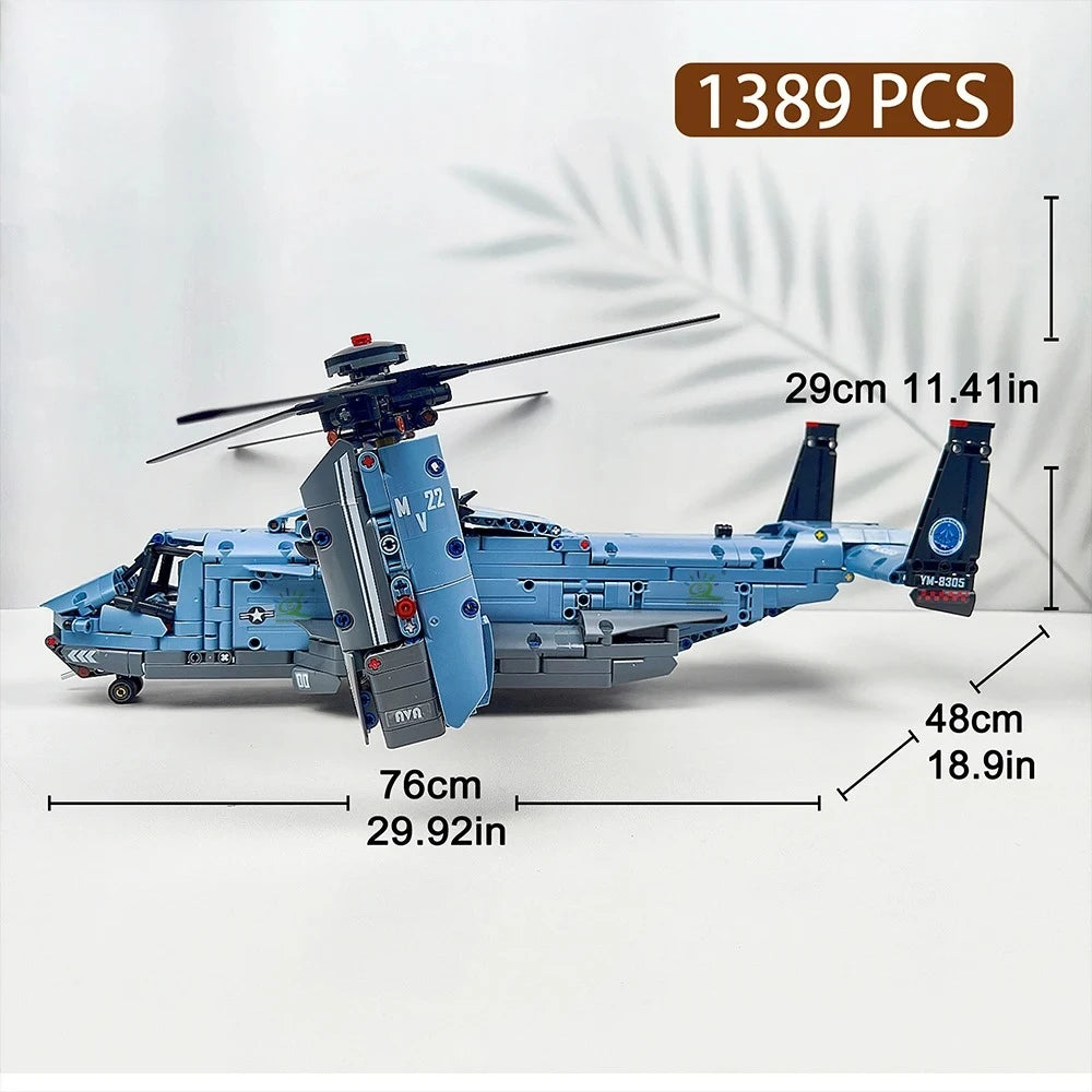 1389PCS V-22 Tiltrotor Aircraft Helicopter Building Block Children Military Airplane model Bricks Toy home Decor