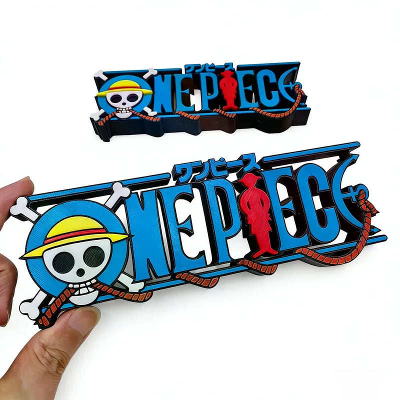 One Piece Straw Hat Skull Logo 3d Printed Standing Sign Anime Collectible Ornament Home Desk Decoration Gifts For Anime Fans