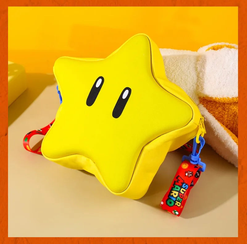 Super Mario Yellow Big Eye Star Backpack Girl Fashion Bag Student Crossbody Bag Anime Peripheral Backpack Birthday Gift