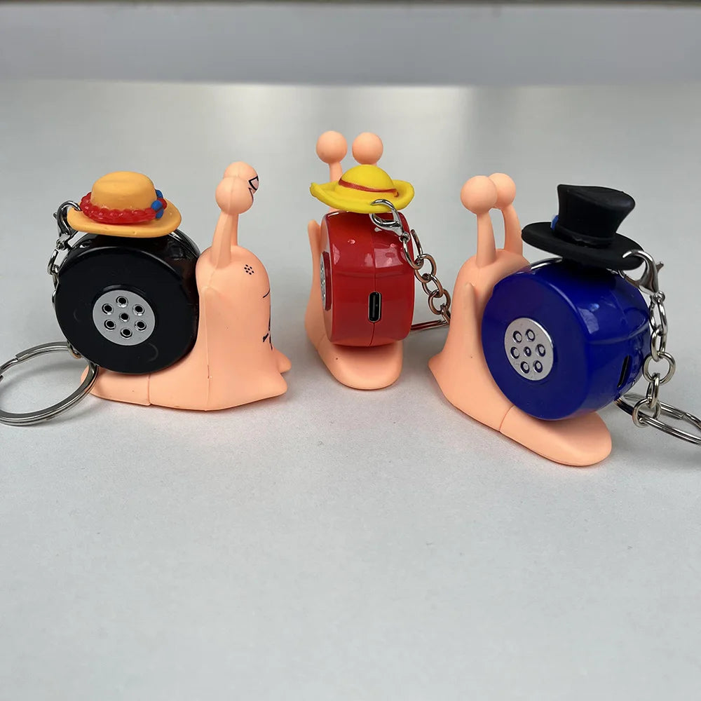 Anime One Piece Den Den Mushi Model Toys Cartoon Luffy Sabo Ace Snail Shaped Phone Can Sound Recording Toys for Children Gifts