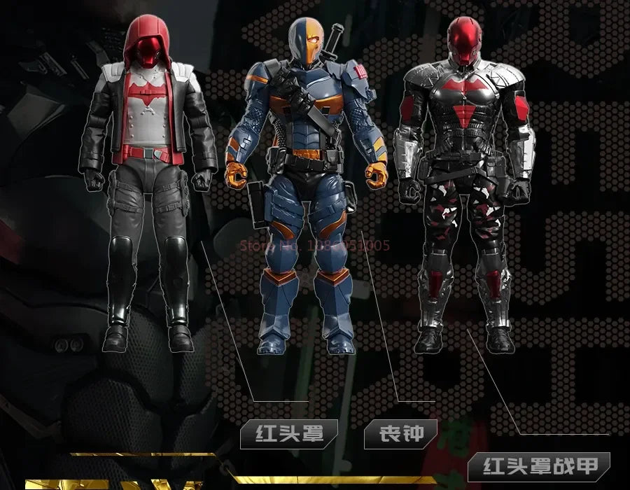 F5 ROUNDD CULTURE Batman: Arkham Knight Deathstroke Red Hood Anime Figure Blind Box Assemble Movable Model Toys Collection Gifts