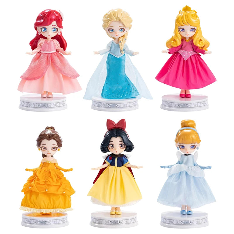 Disney Frozen Q Posket Action Figure Toys Cute Jointed Doll Elsa Snow White Belle Ariel Princess DIY Kids Girl Toy Birthday Gift