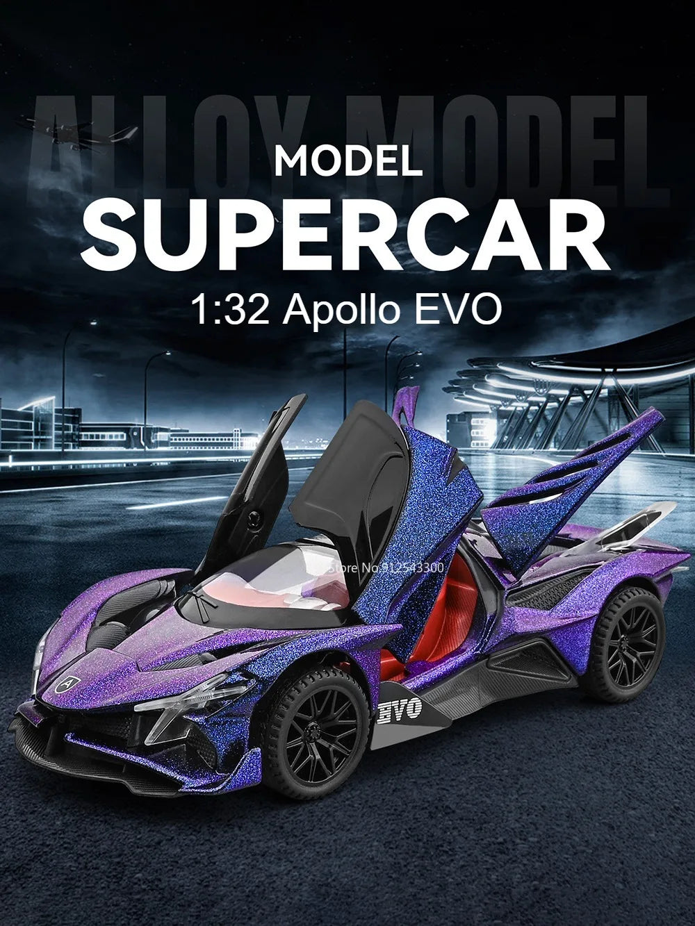 Scale 1:32 Apollo EVO IE Car Model Toy Metal Diecast Pull Back Super Cars Doors Opened Vehicle Models Best Gifts for Kids
