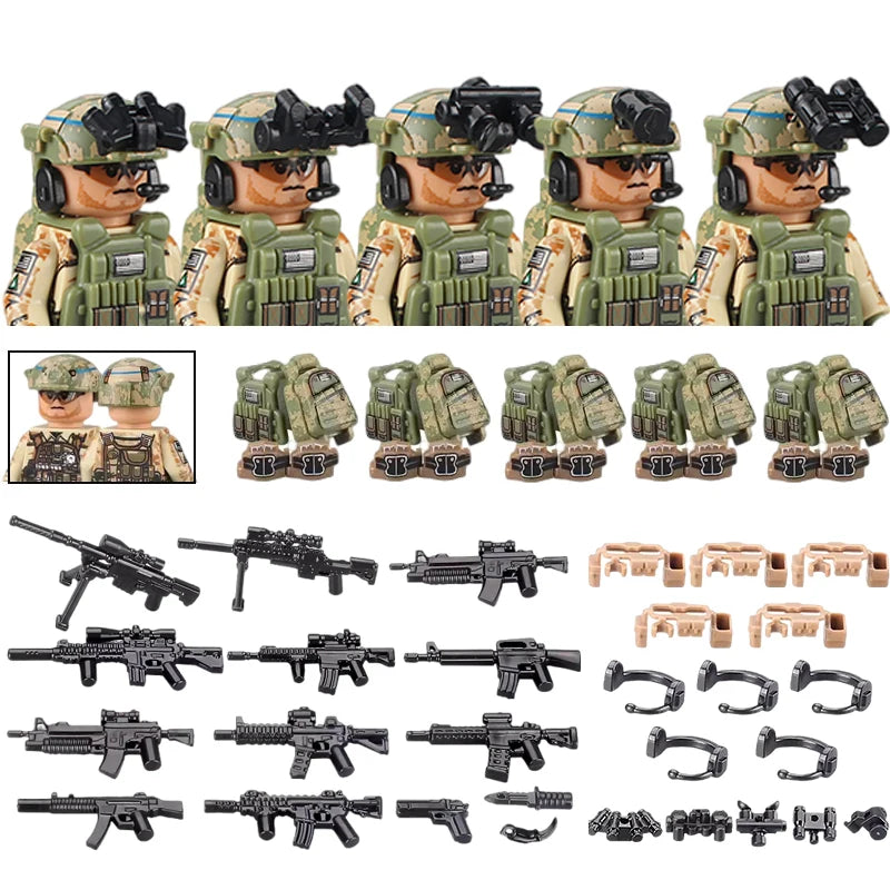 City Special Forces Figures Building Blocks British Special Air Service US Russia SWAT Army Soldiers Military Weapons Bricks Toy