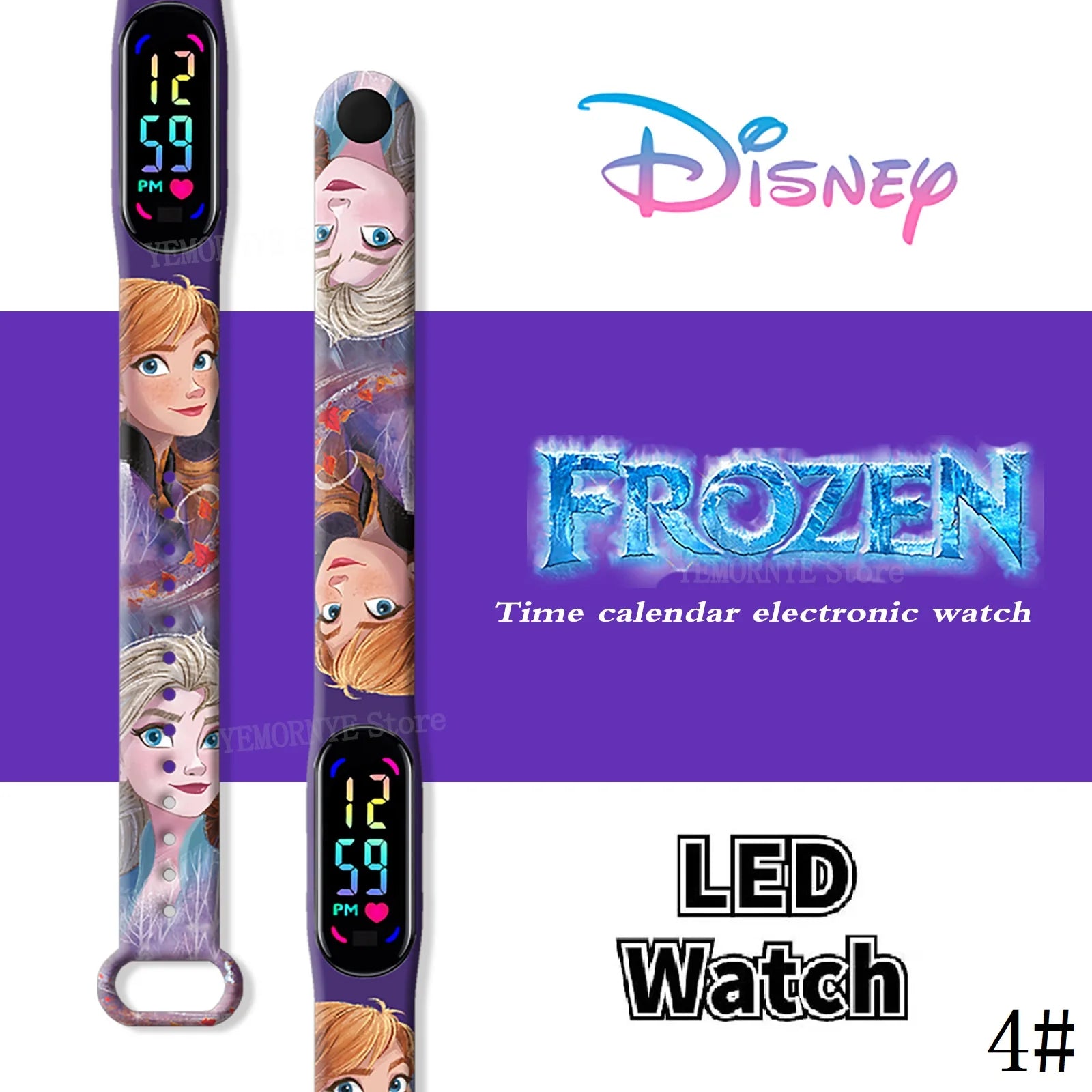 Disney Frozen Digital Kids' Watches Anime Figures LED Luminous Watch Touch Waterproof Electronic Sports Watch Kids Birthday Gift