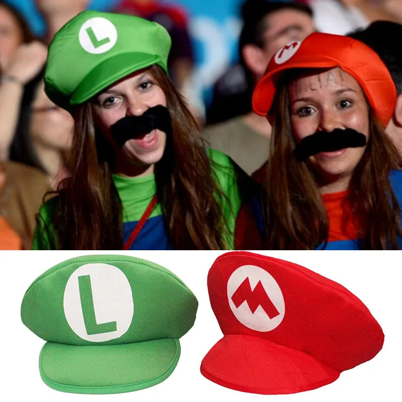 2026**Super Marios Bros Luigi Cartoon Cosplay Hat Classic toys Anime Figure Halloween Funny Clothes Unisex Adult Cap Party Gift