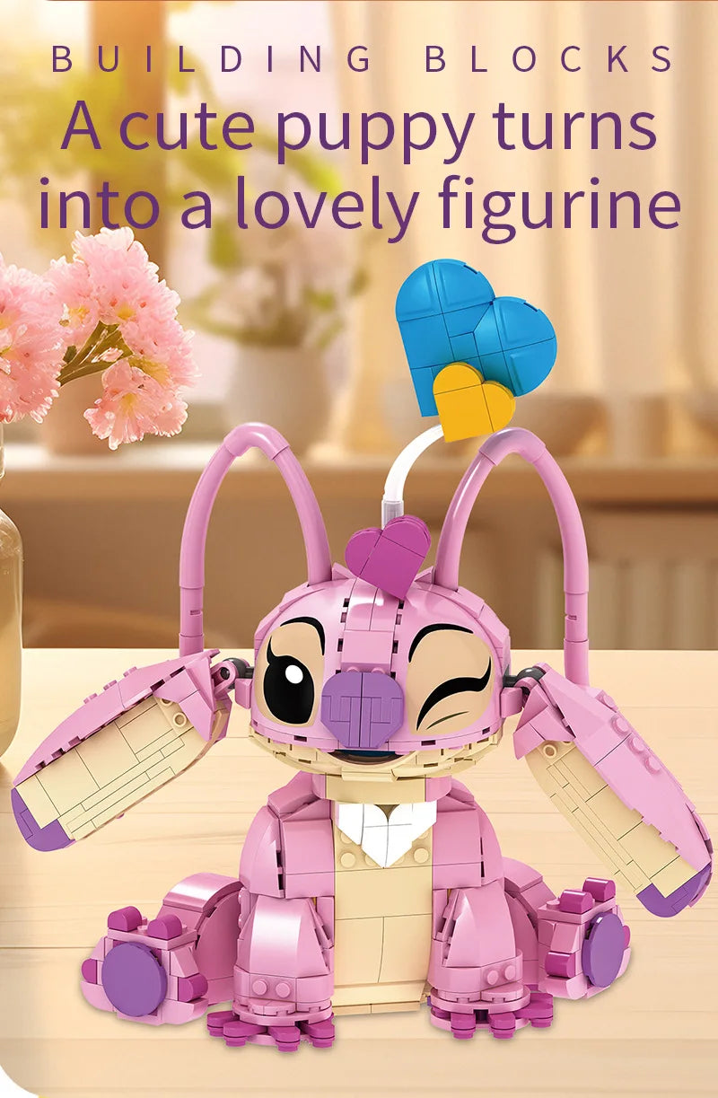 Christmas Stitch Angel CP Building Blocks 2025-Large Piece Cartoon Toys Moving Ears Kids Assembly Birthday Gift for Boys Girls