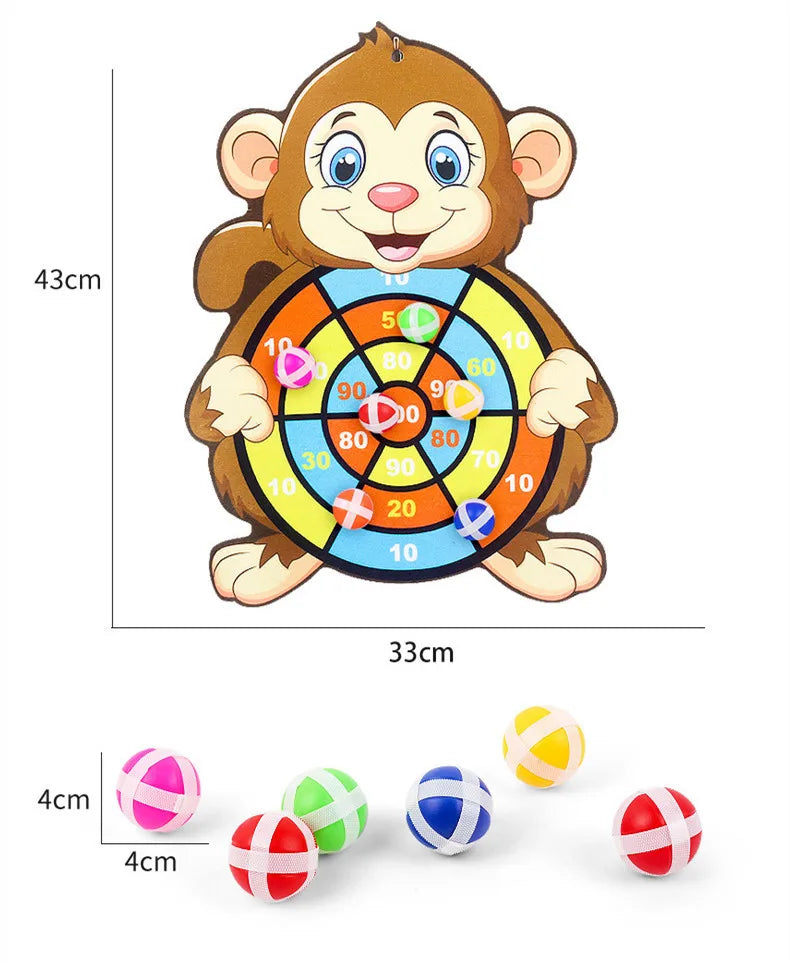 Child Montessori Toys for Kids Cartoon Animal Dart Board Sticky Ball Family Interactive Educational Toys Baby