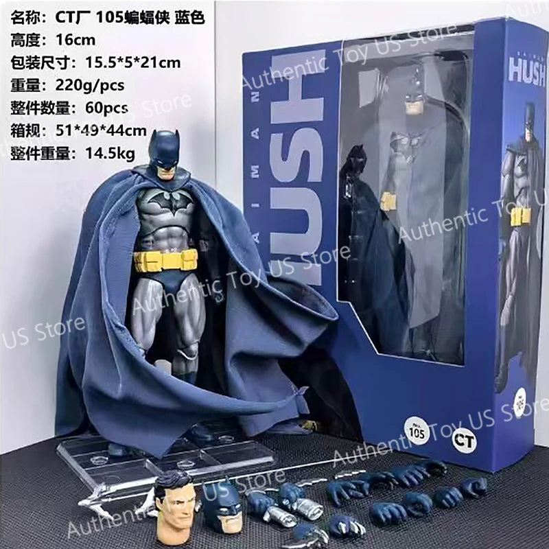 CT Toys Batman Hush Blue Version Mafex 105 Bat Man Black Version Dc Anime Action Figure Figurine Model Statue Gifts Toys