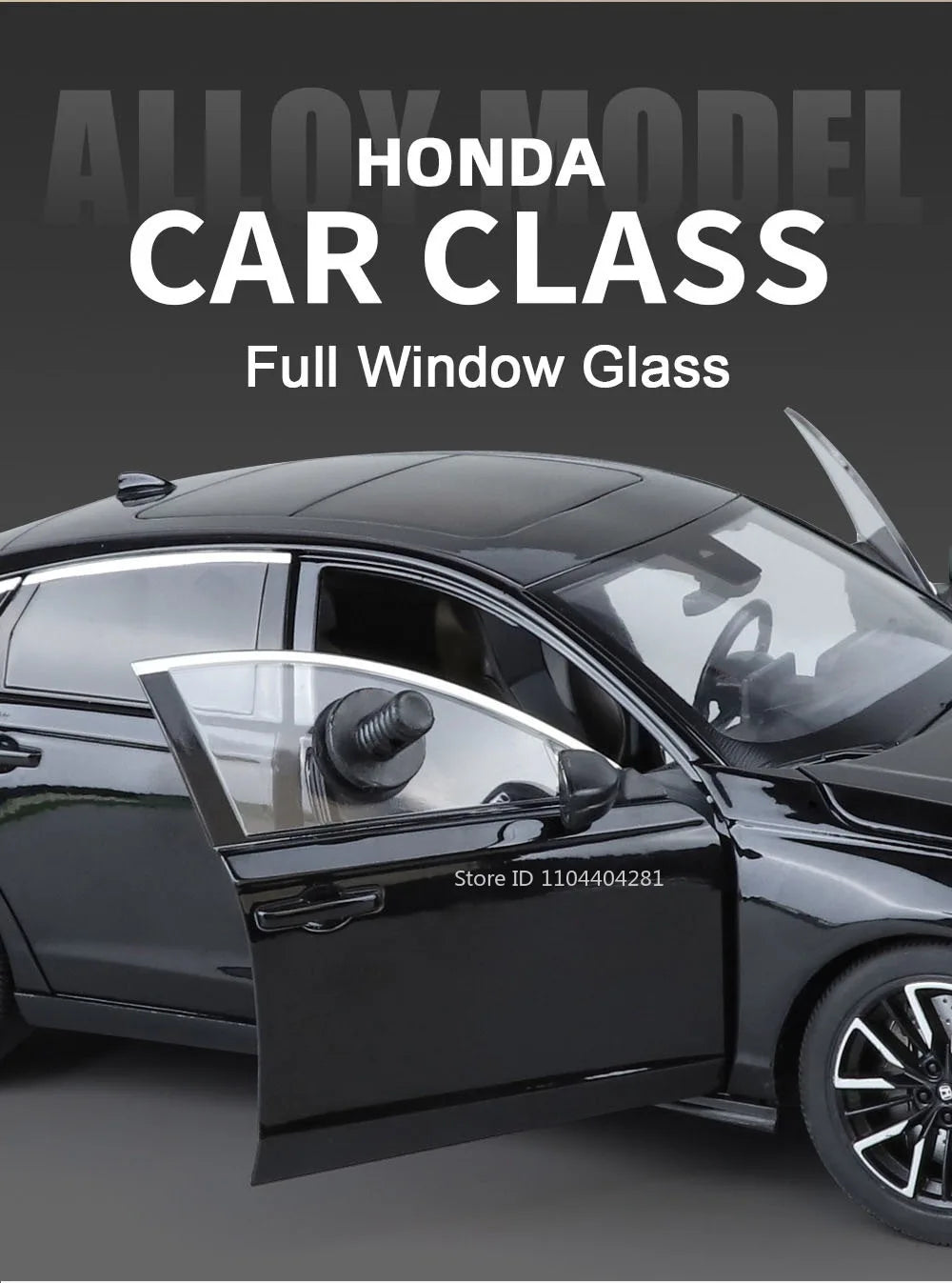 1:18 HONDA Accord Alloy Miniature Model Diecast Toy Door Opened Sound Light Pull Back Front Wheel Steering Classic Birthday Gift