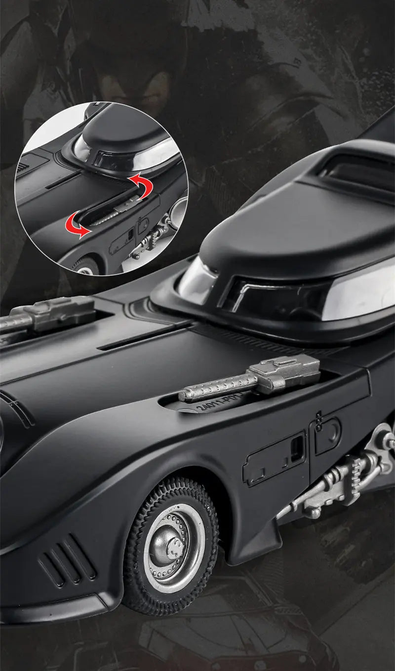 1/24 Classic Movie Car Alloy Batmobile Bat Sports Car Model Diecast Metal Toy Racing Car Model Sound Light Simulation Kids Gifts