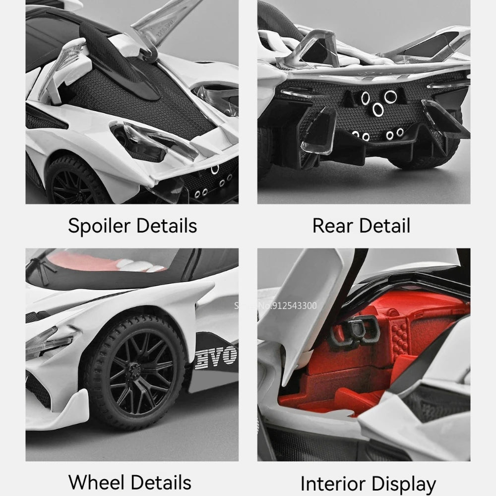 Scale 1:32 Apollo EVO IE Car Model Toy Metal Diecast Pull Back Super Cars Doors Opened Vehicle Models Best Gifts for Kids