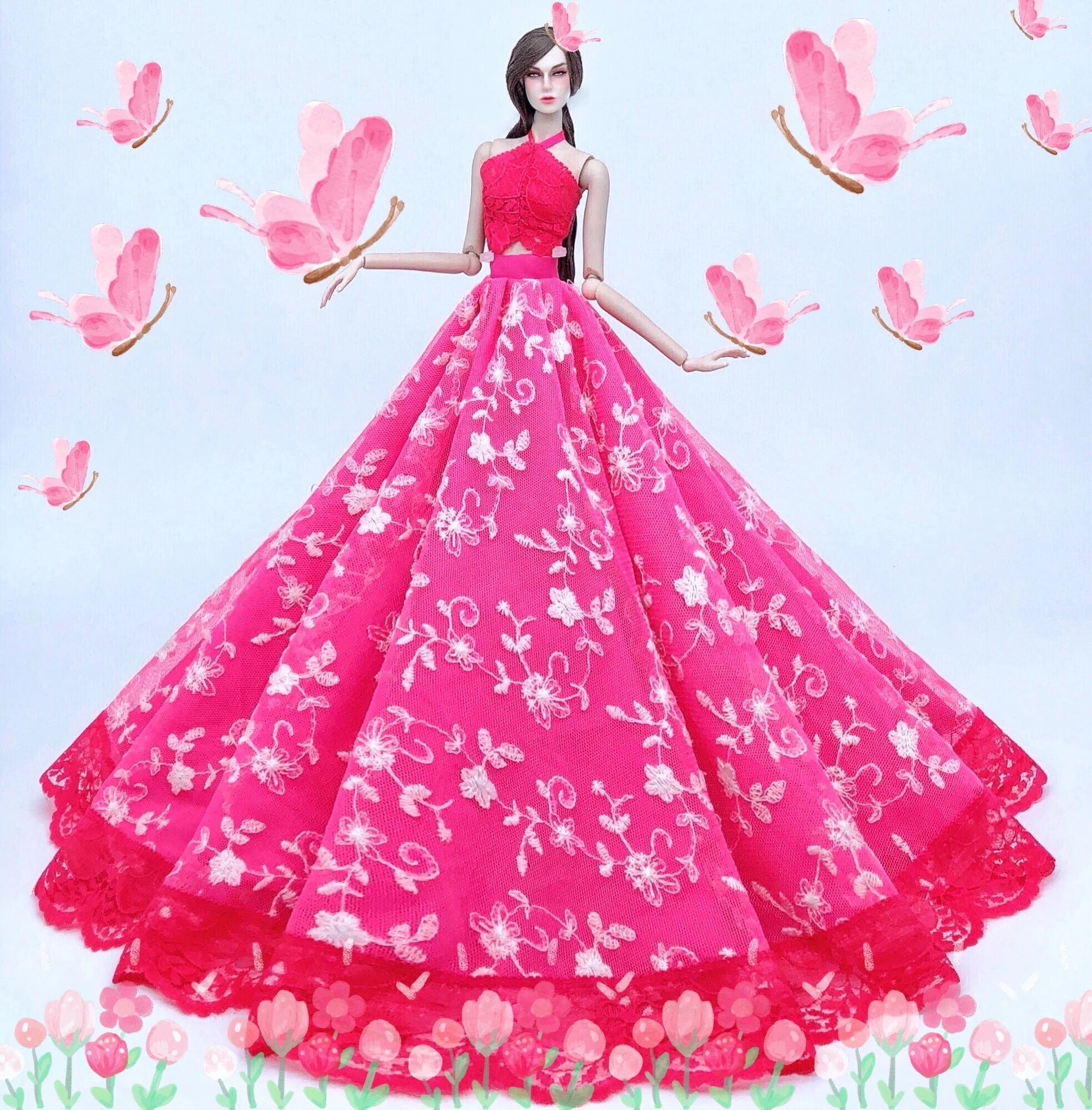 Wedding dress for barbie doll