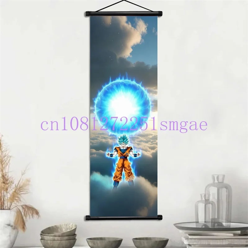 Dragon Ball Scrolls Picture Wall Art Goku Saiyan Hanging Painting Canvas Anime Poster Hot Blooded Home Decor Kawaii Kids Room