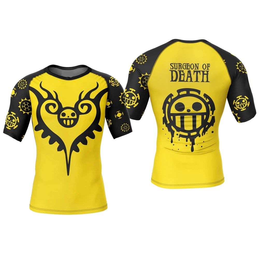 Bandai Trafalgar Law Heart Pirates Rash Guard One Piece Anime Adult Kids Compression T-Shirt Summer Quick-dry Soft Lightweight