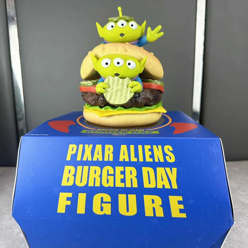 Disneys Cartoon Toy Story Alien Hamburger Statue Creative Three Eyes Alien Action Figure Fashion Brand Pvc Collection Model Gift