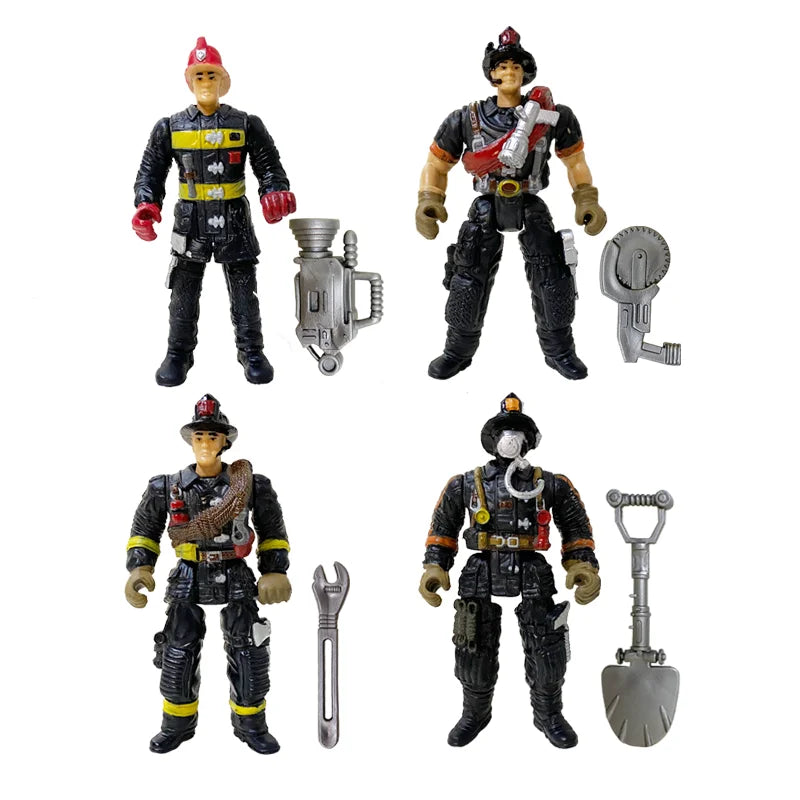 1:18 Army Men Soldier Police Fireman Explorer Hunter Action Figures Playset Military Terrorist SWAT Team Toys For Kid Boy Gifts