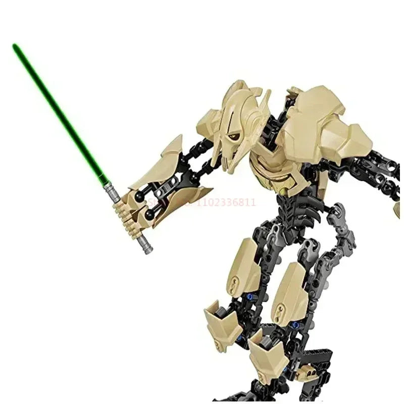 183pcs Ksz714 Star Action Figure Toy Anime General Robot Grievous With Lightsaber Hilt Combat Weapon Model Building Blocks Gifts