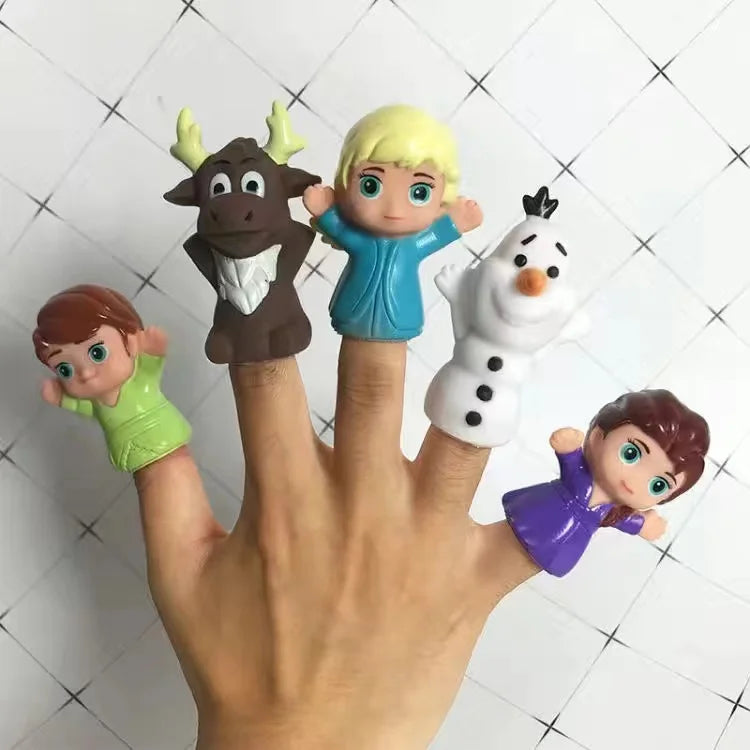 5Pcs/Set Disney Frozen Model Doll Simulation Animal Set Soft Glue Baby Interactive Hand Puppet Finger Toy Christmas Gift