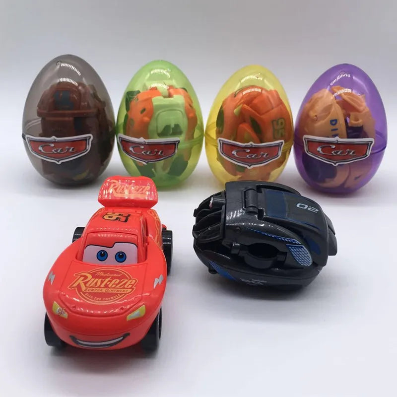 Disney Pixar Cars Anime Figures PVC McQueen Cruz Ramirez Model Racing Cars Funny Deformed Egg Toys For Kids Boy Gift