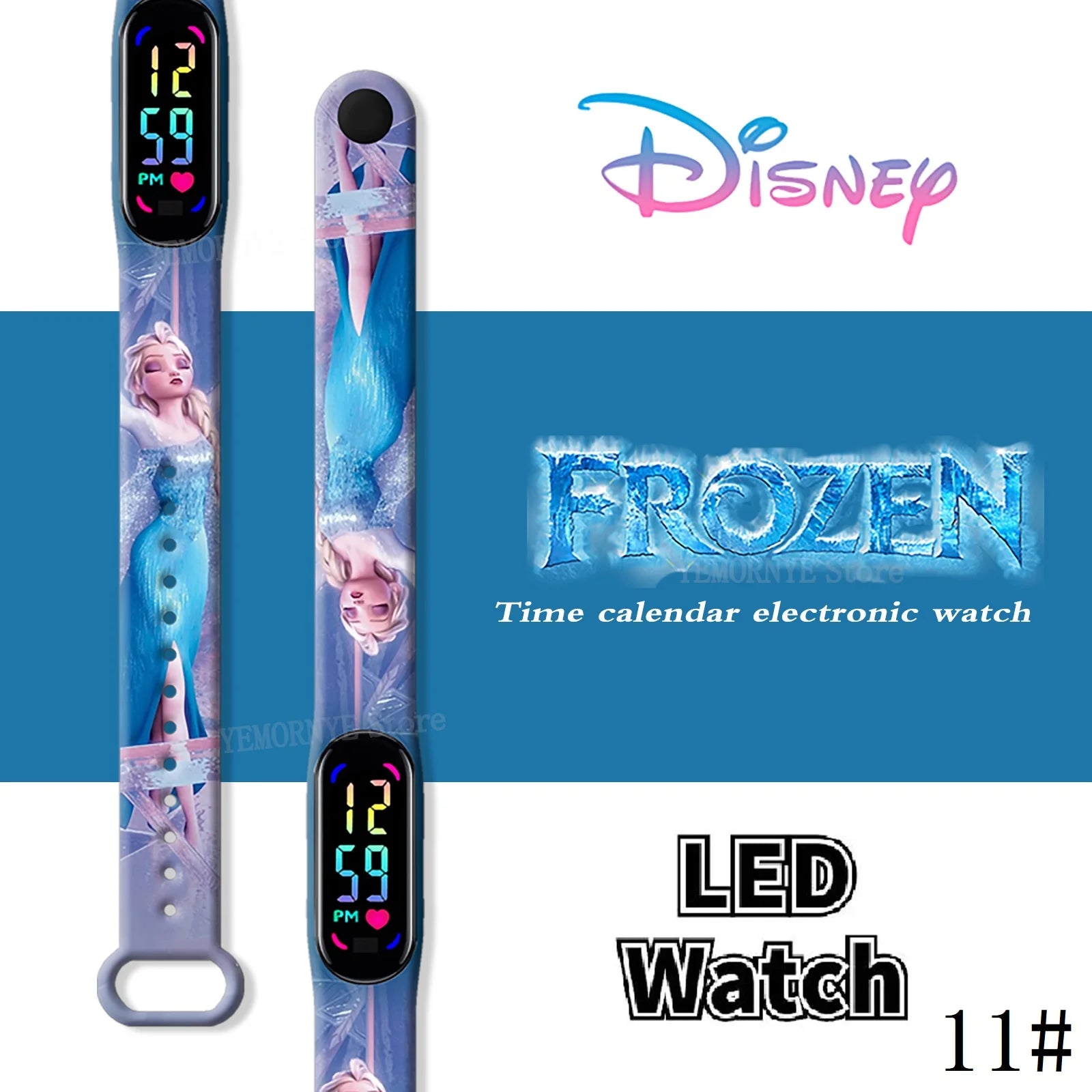Disney Frozen Digital Kids' Watches Anime Figures LED Luminous Watch Touch Waterproof Electronic Sports Watch Kids Birthday Gift