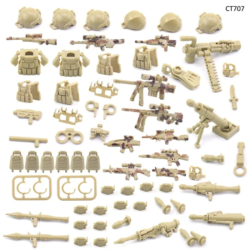 Modern Police SWAT City Weapons Set US Military Toy Kit Soldier Pack Army Equipment Mini MOC Figures Building Block Toys for Boy