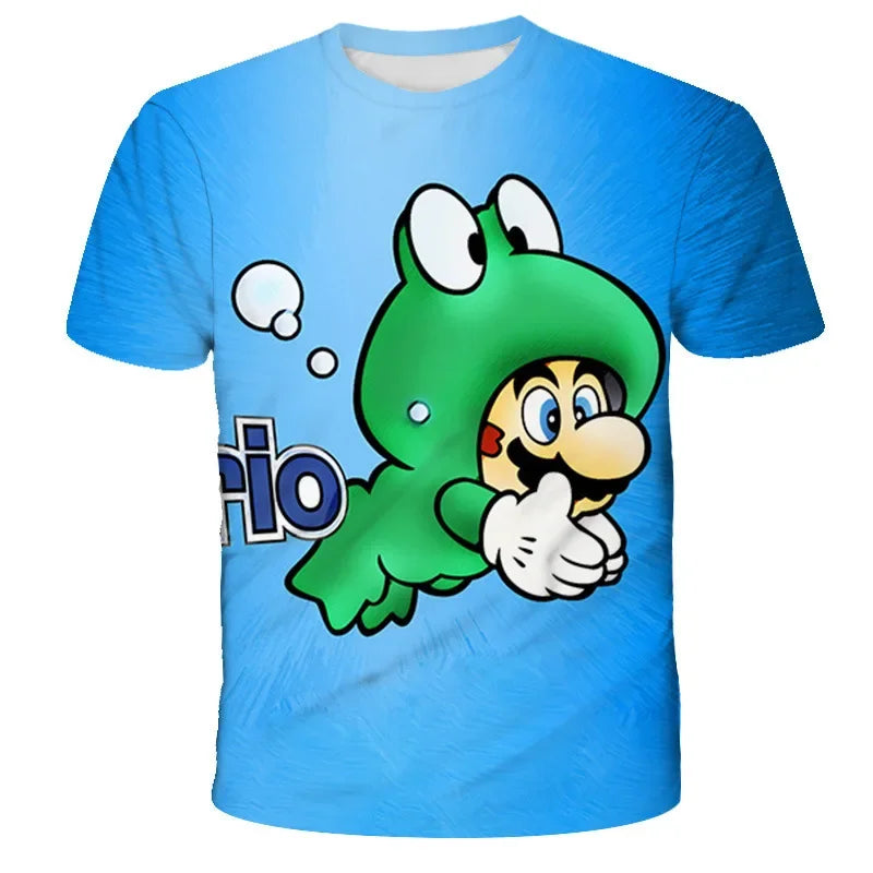 Super Mario Peach Princess Anime Manga Summer Children's Clothes Short Sleeve Boys Girls Cute Casual Fashion T-shirt Kids