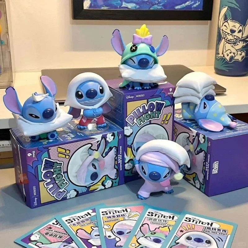 New Cartoon Disney Stitch Needle Pillow Battle Series Blind Box Action Figure Decor Ornament Cute Needle Doll Toy Birthday Gifts