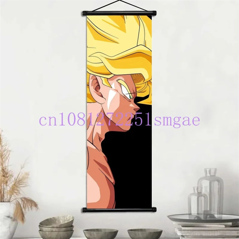 Dragon Ball Scrolls Picture Wall Art Goku Saiyan Hanging Painting Canvas Anime Poster Hot Blooded Home Decor Kawaii Kids Room