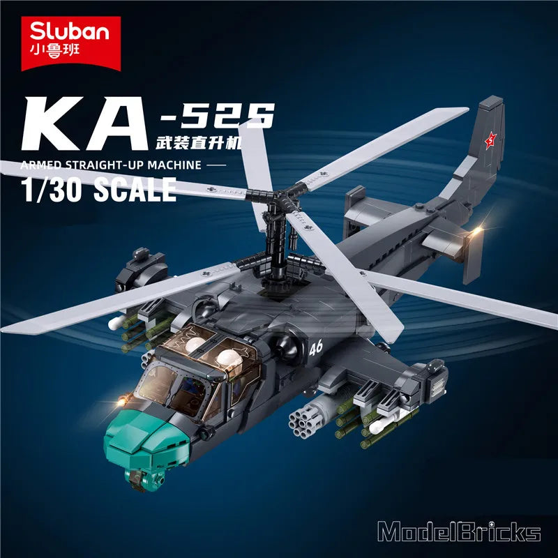 Sluban Military Tank Transport Helicopter Gunship Model Bricks Infantry Fighting Vehicle Weapon DIY Creative Building Block Toys